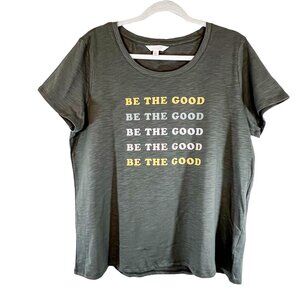 Lauren Conrad Tshirt XL Womens Grey 100% Organic‎ Cotton Be The Good Crewneck